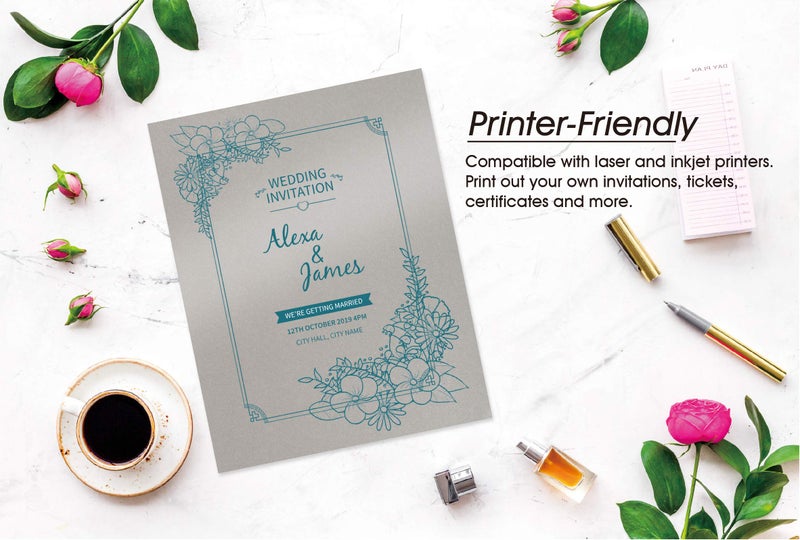 Bubbley Silver Shimmer Paper - 100-Pack Metallic Cardstock Paper, 92 lb Cover, Double Sided, Printer Friendly - Perfect for Weddings, Birthdays, Craft Use, Letter Size Sheets, 8.5 x 11 Inches - Image 3